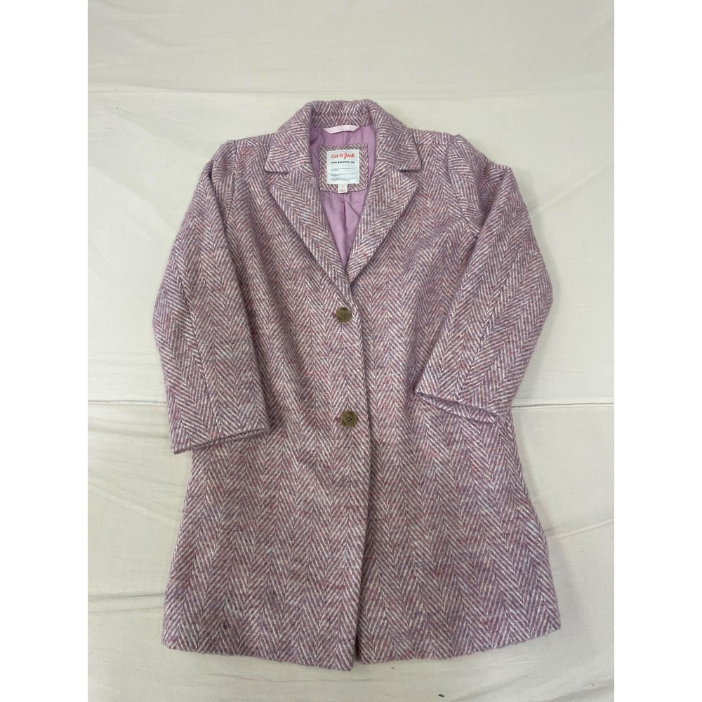 Cat & Jack Girls Pink Herringbone Long Coat Size L NWT